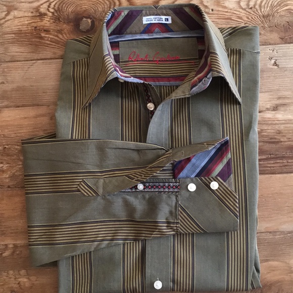 Robert Graham Other - Robert Graham Olive Green striped dress shirt.
